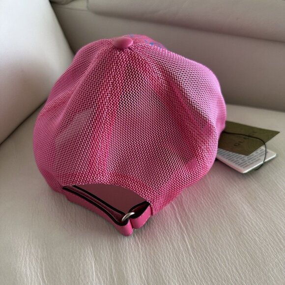 NWT Gucci - GG leather baseball cap PINK BLUE GG Size M 100% Authentic main image 5